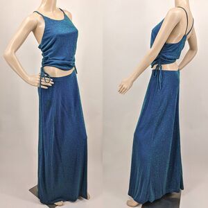 NWT Vintage y2k Scala Prom Dress 2 Piece Maxi Skirt Iridescent Mermaid 11/12